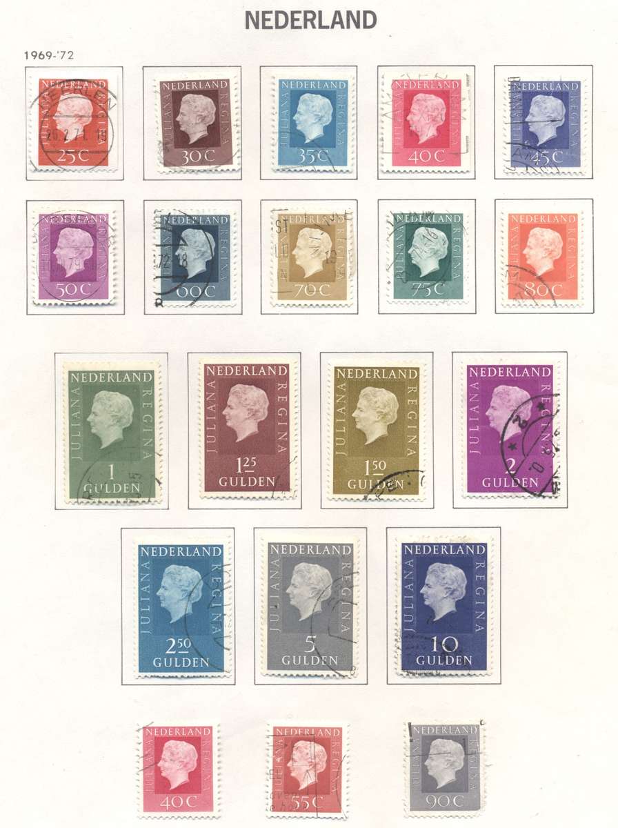 Netherlands 1969 Queen Juliana set used hinged on page
