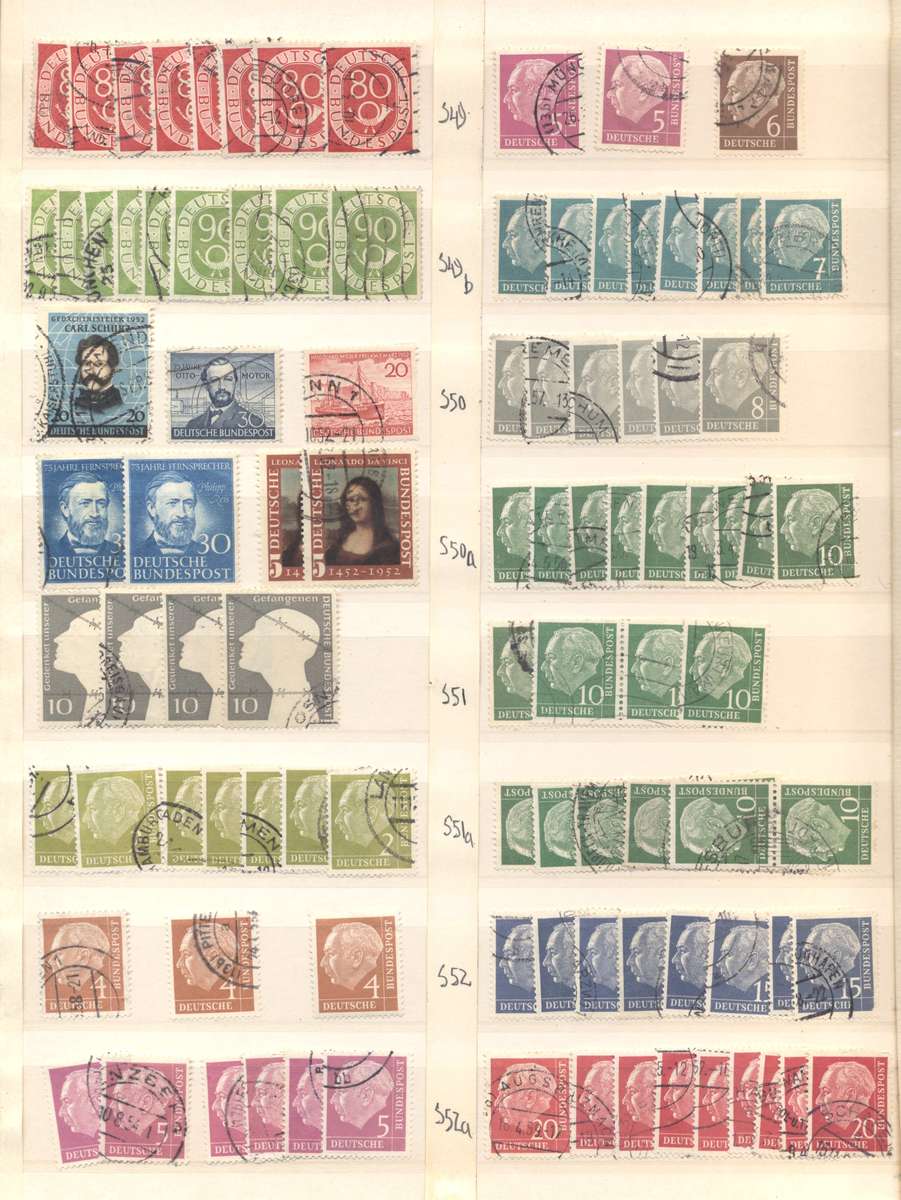 Deutche Bundespost Good CV collection in 8 pg/ 16 side second hand stockbook