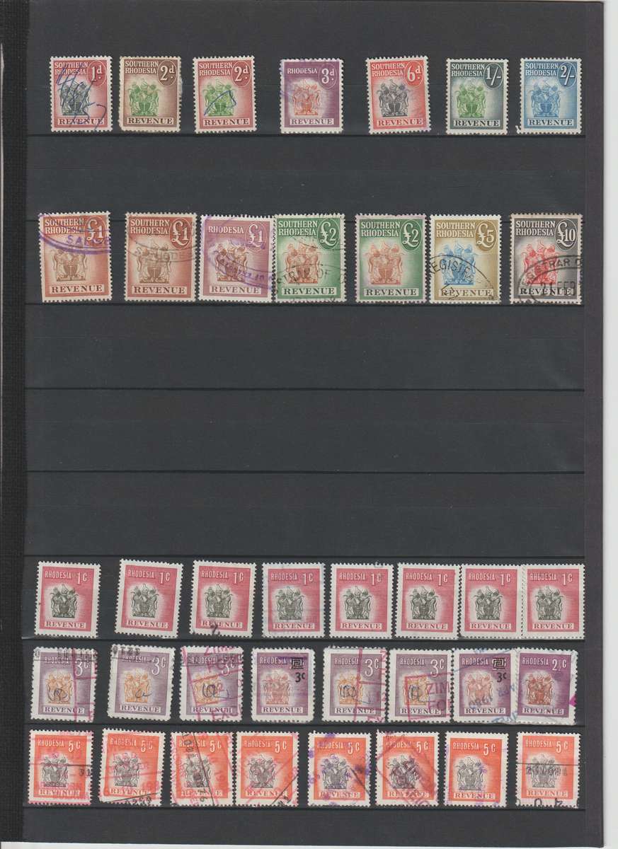 Southern Rhodesia, Rhodesia Revenue & Postage dues & Complete revenue document. (See Sca )