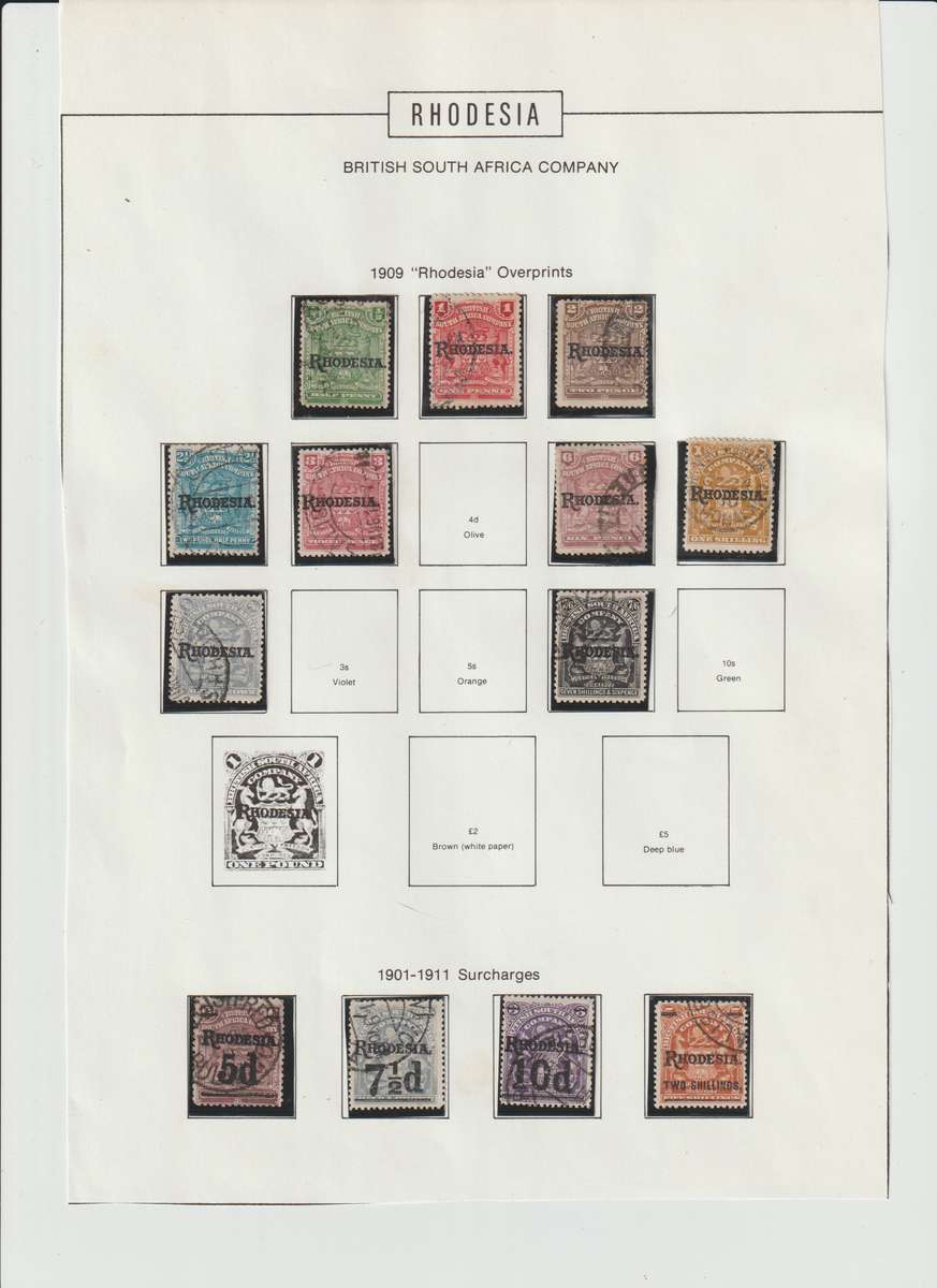 Rhodesia 1898 -1909 Coat of Arms & Overprints Selection,2 X perfins Good CV  (See Scans !!!)