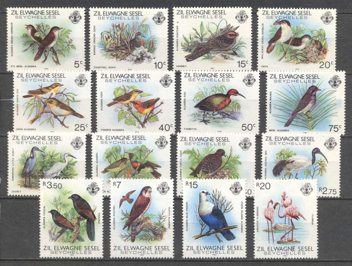 Z.E.S. Seychelles 1983 Birds Full set of 16 - Superb Unmounted !