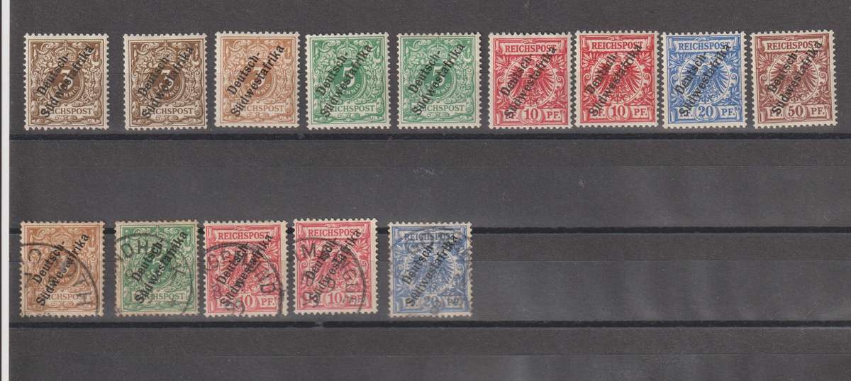 SWA 1898 " Duetsch Sudwesafrika" Selection see shades, See front & back scans.