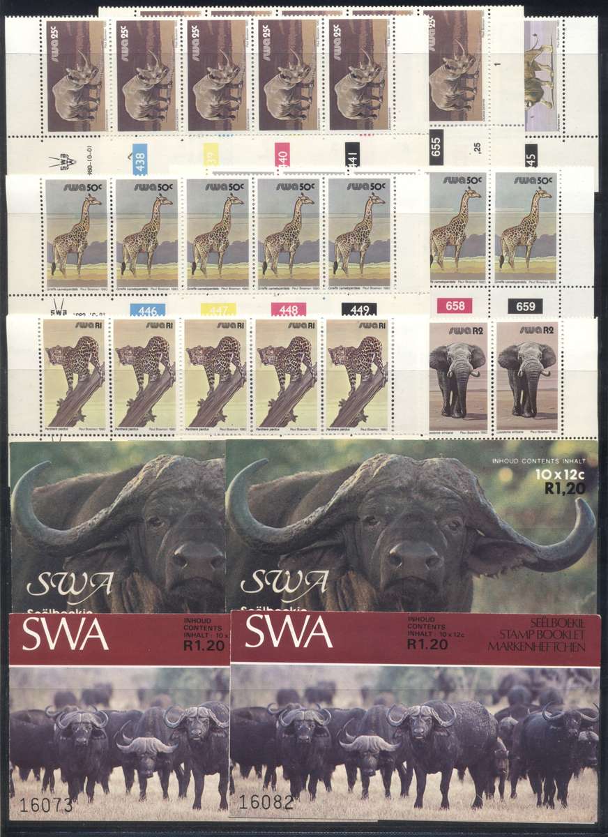 SWA Wildlife Definitives 54 controls different dates & 4 Mint booklets - see 4 scans