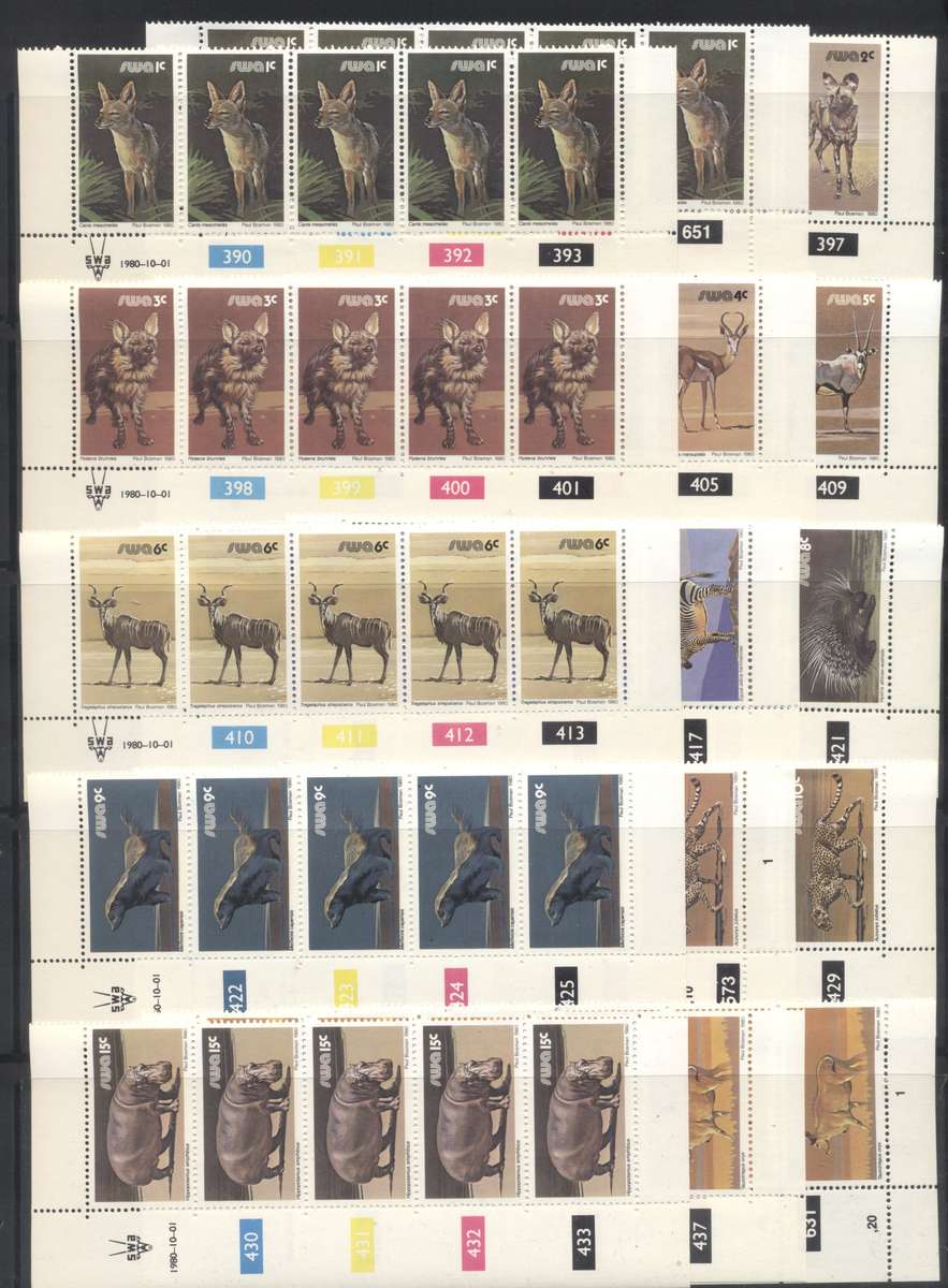 SWA Wildlife Definitives 54 controls different dates & 4 Mint booklets - see 4 scans