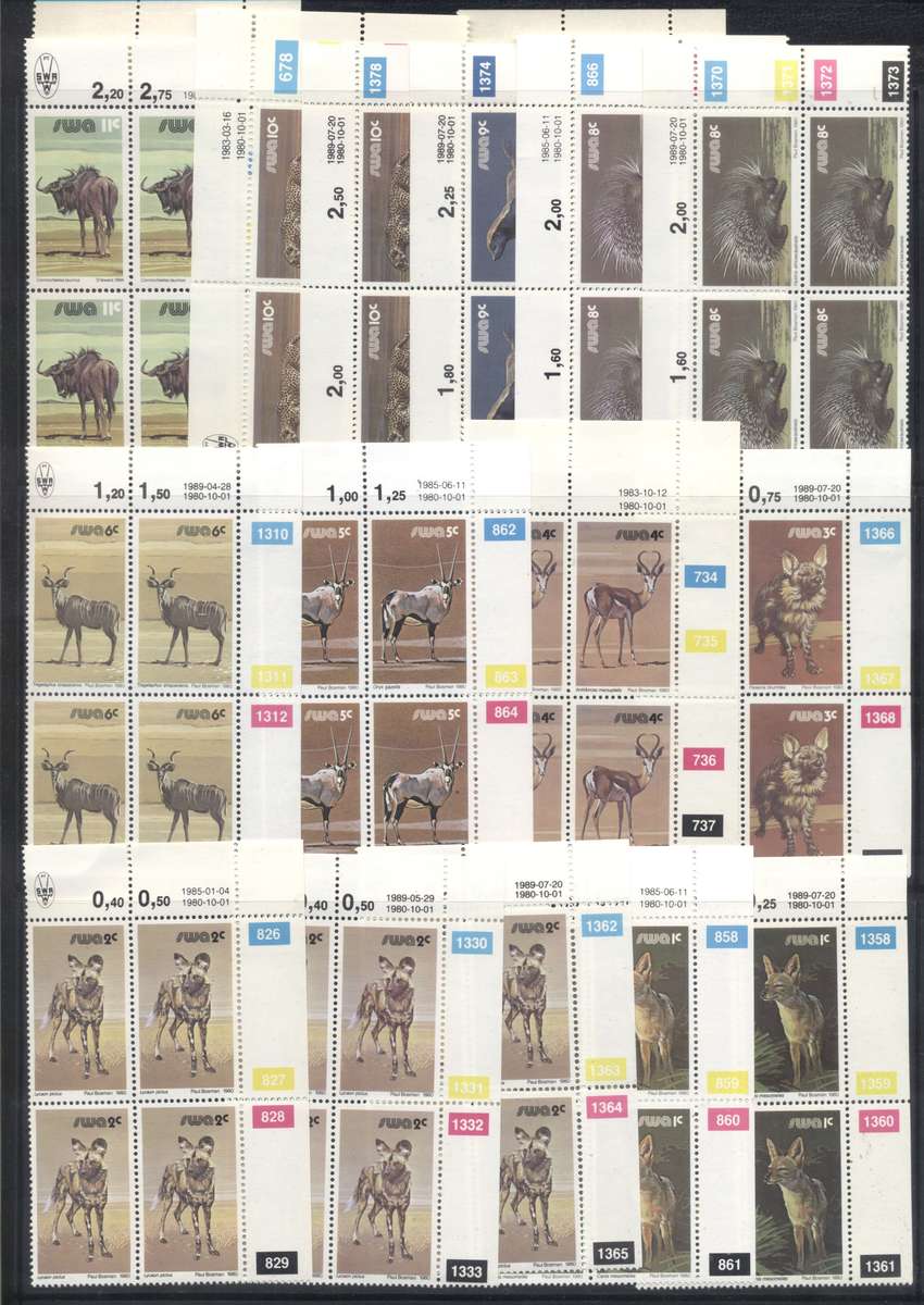 SWA Wildlife Definitives 54 controls different dates & 4 Mint booklets - see 4 scans