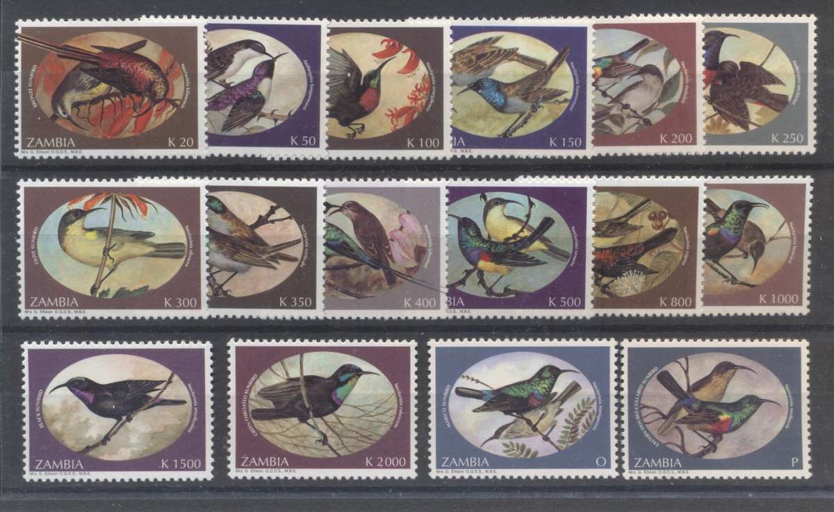 Zambia Birds 1994 full set of 16 - Superb Unmounted - Scarce set !