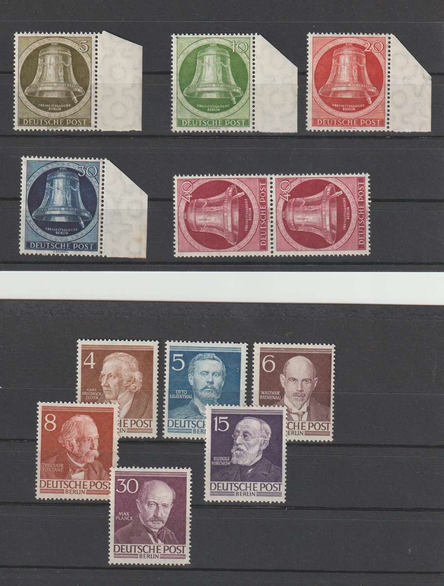 1951 1952 West Berlin Freiheitsglocke facing right & portrait selection. High CV See Scans !!!