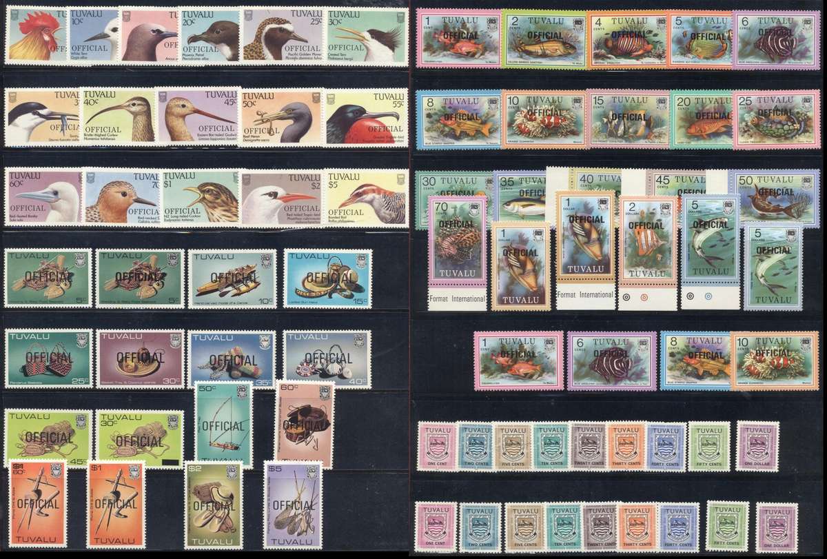 SCARCE Tuvalu Officials sets selection - all superb unmounted - different overprints- birds, fishes