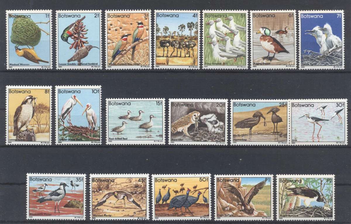Botswana Birds 1982 full set of 18 - superb unmounted