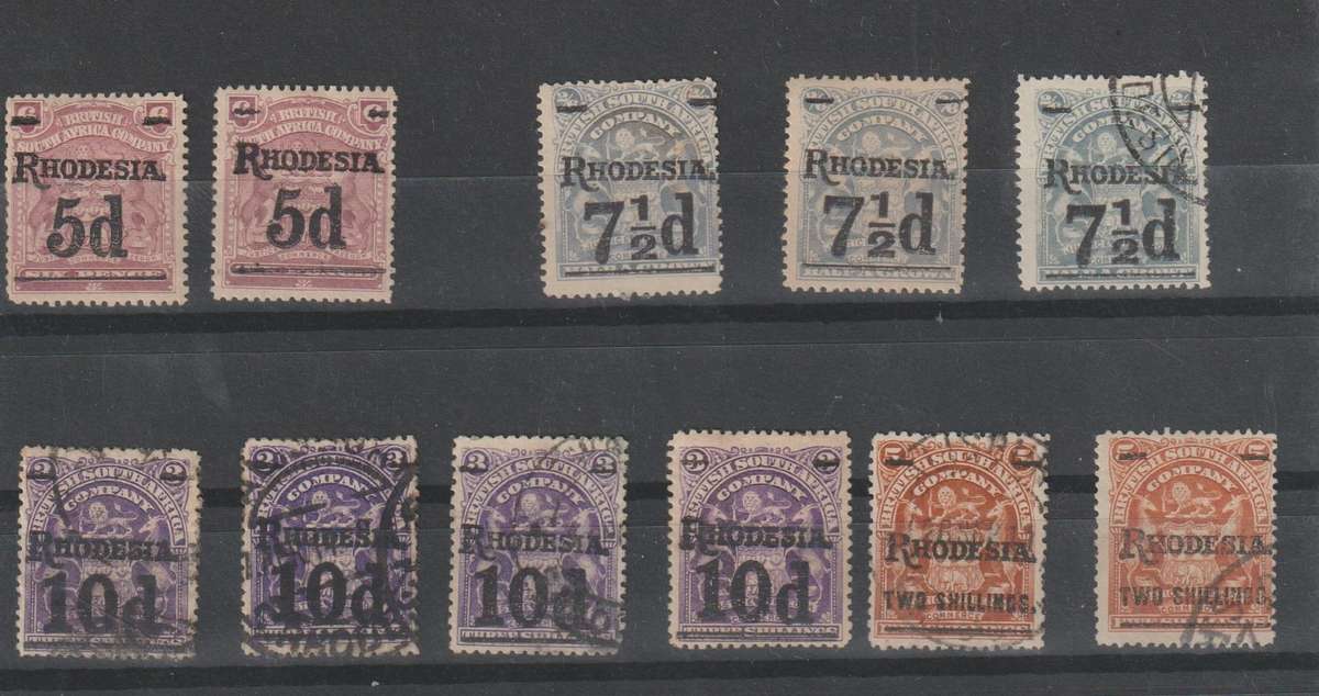 Rhodesia, 1909 O/P issue, 1913 Admirals, 1931 Field Marshal. Good CV.*mint, *used. Se Scans.