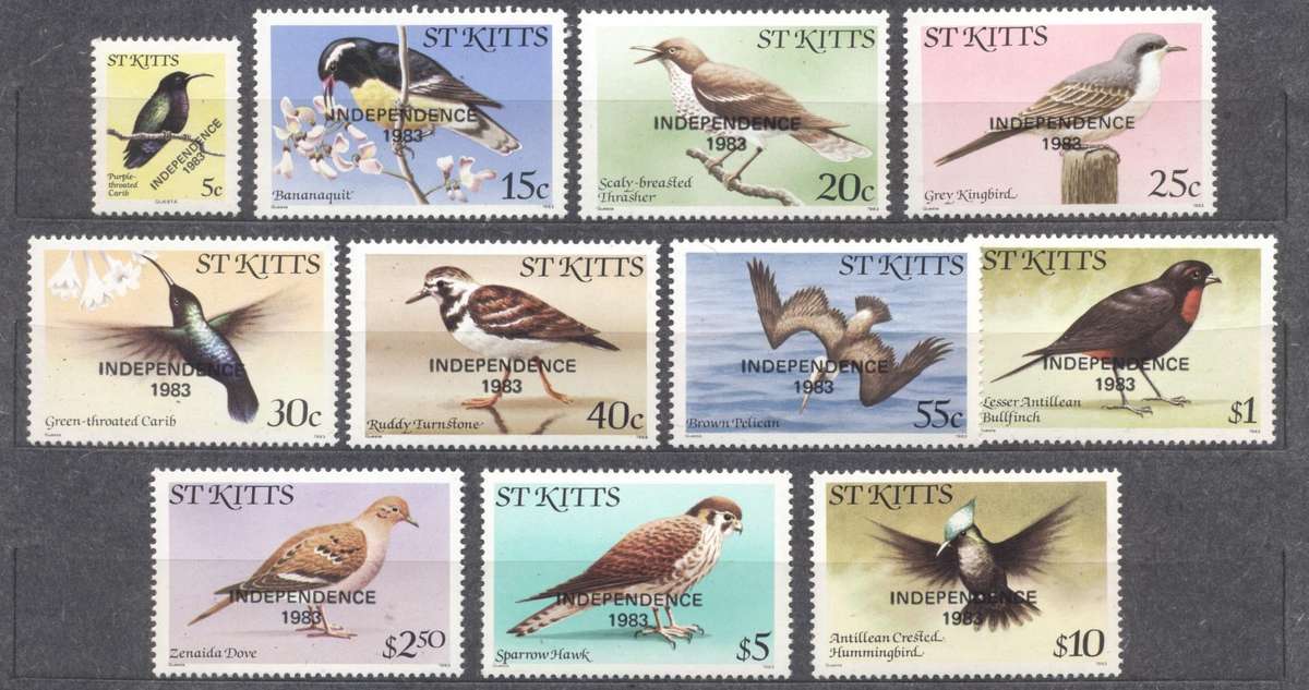 St Kitts 1983 Independance Ovpt set of 11 - Superb Unmounted - Scarce !