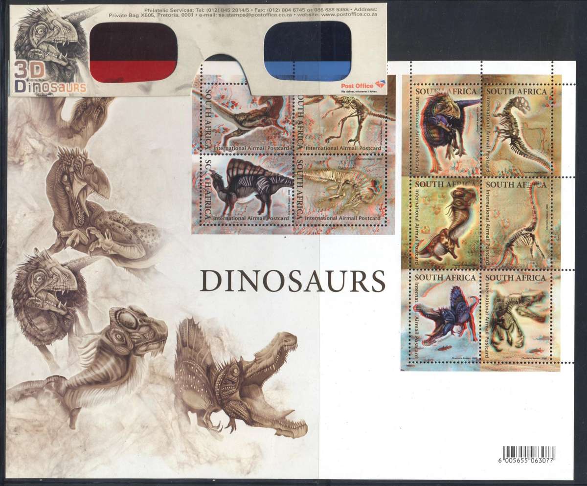 RSA 2009 3D Dinosaurs Sheetlet + 3D Glasses - Superb Condition
