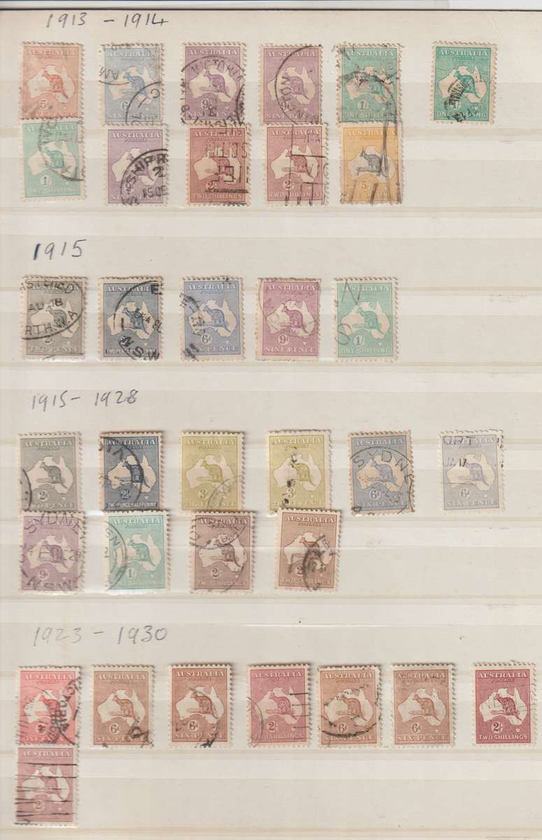 AUSTRALIA 1913 - 1930 kangaroo used selection. High CV. See Scan.