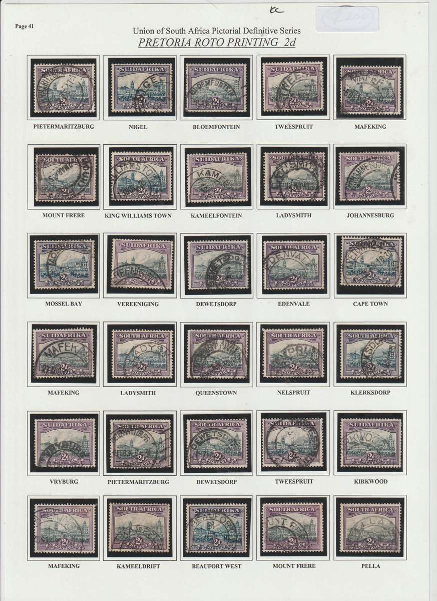 Union of South Africa Pretoria roto 2D printing postmark comprehensive selection. *U See Scans.