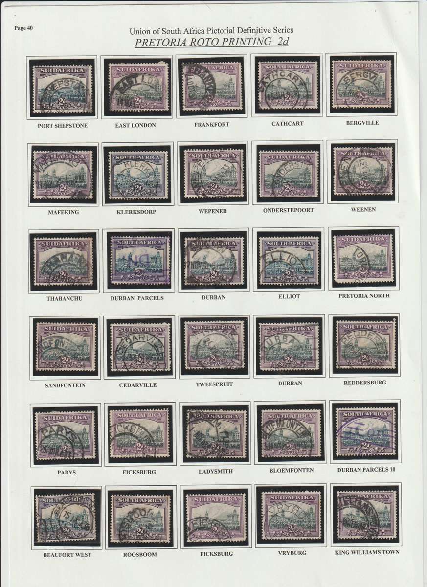 Union of South Africa Pretoria roto 2D printing postmark comprehensive selection. *U See Scans.