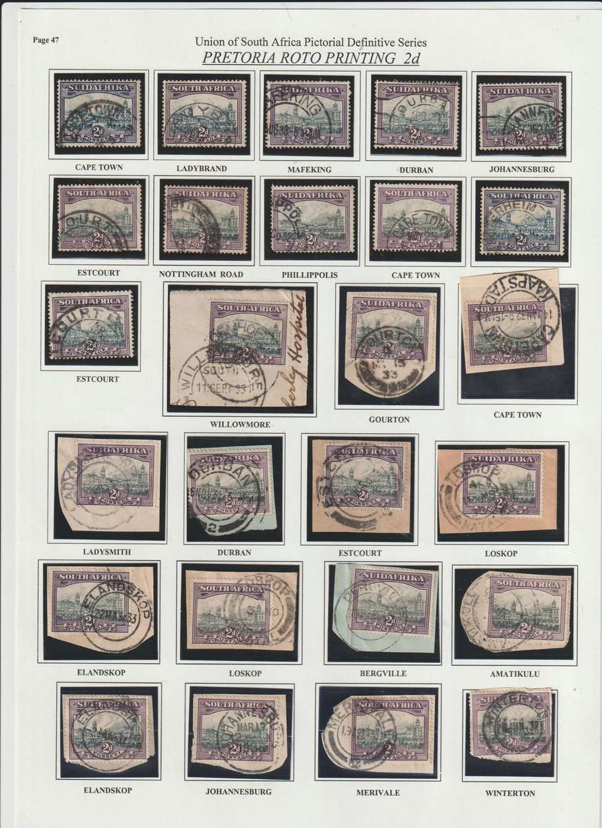 Union of South Africa Pretoria roto 2D printing postmark comprehensive selection. *U See Scans.