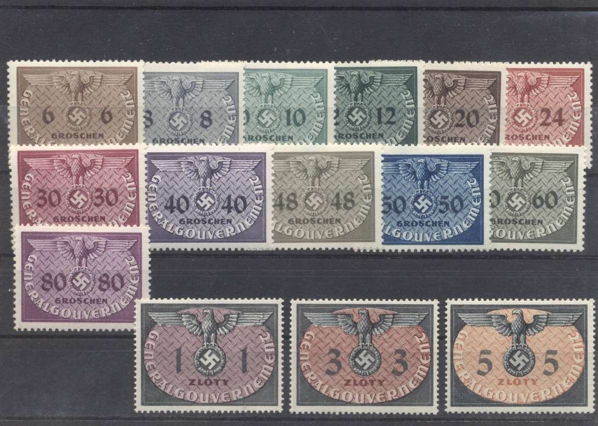 1940 German General Government Officials full set of 15 - Fresh MLH