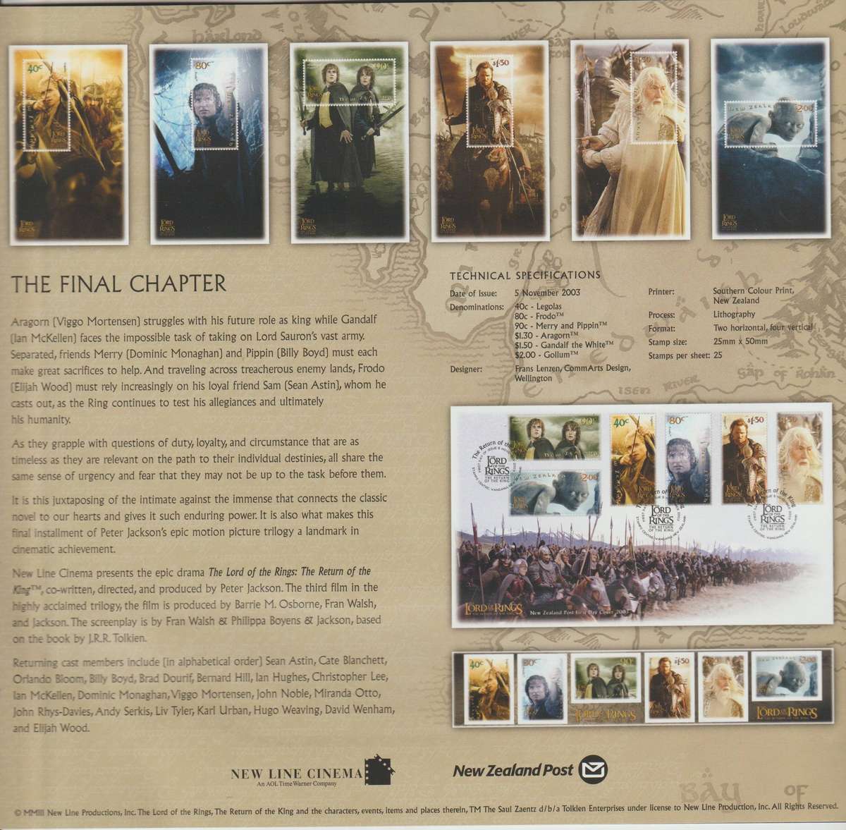 Lord Of the Rings " Return of the King " Stamp presentation pack 2003, Rare. See Scans.