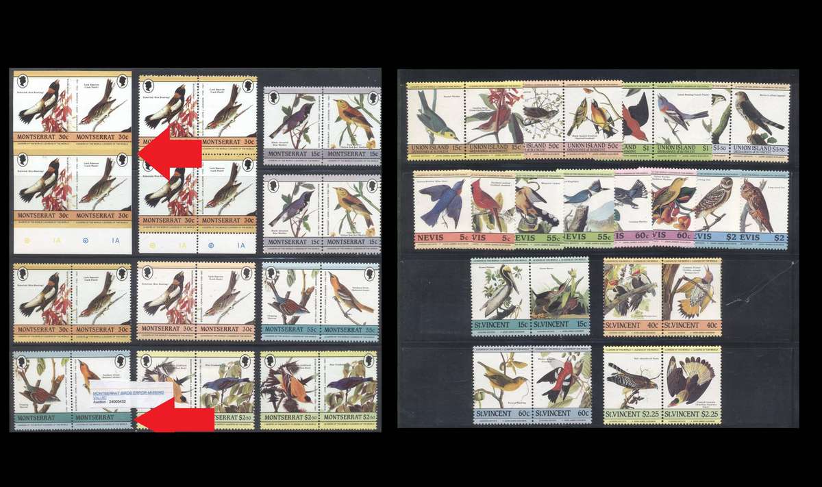 Island Birds Selection - 2 varieties - Imperf & MISSING VALUE - Superb Unmounted