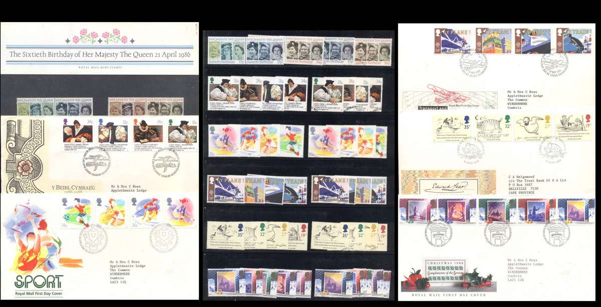 Great Britain 1988 Sets (6) (Unmounted & CTO ) and matching covers - see 3 scans