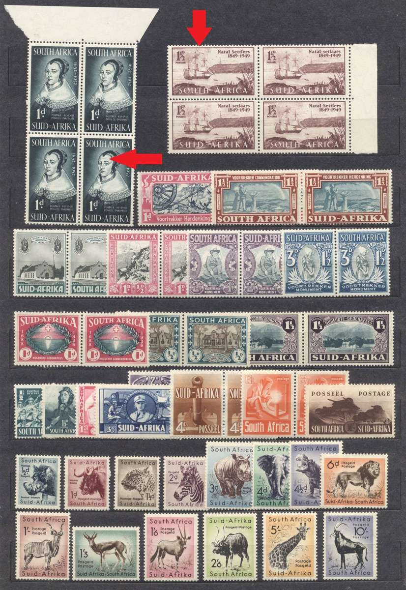 Union Mostly superb unmounted sets + 2 varieties / flaws