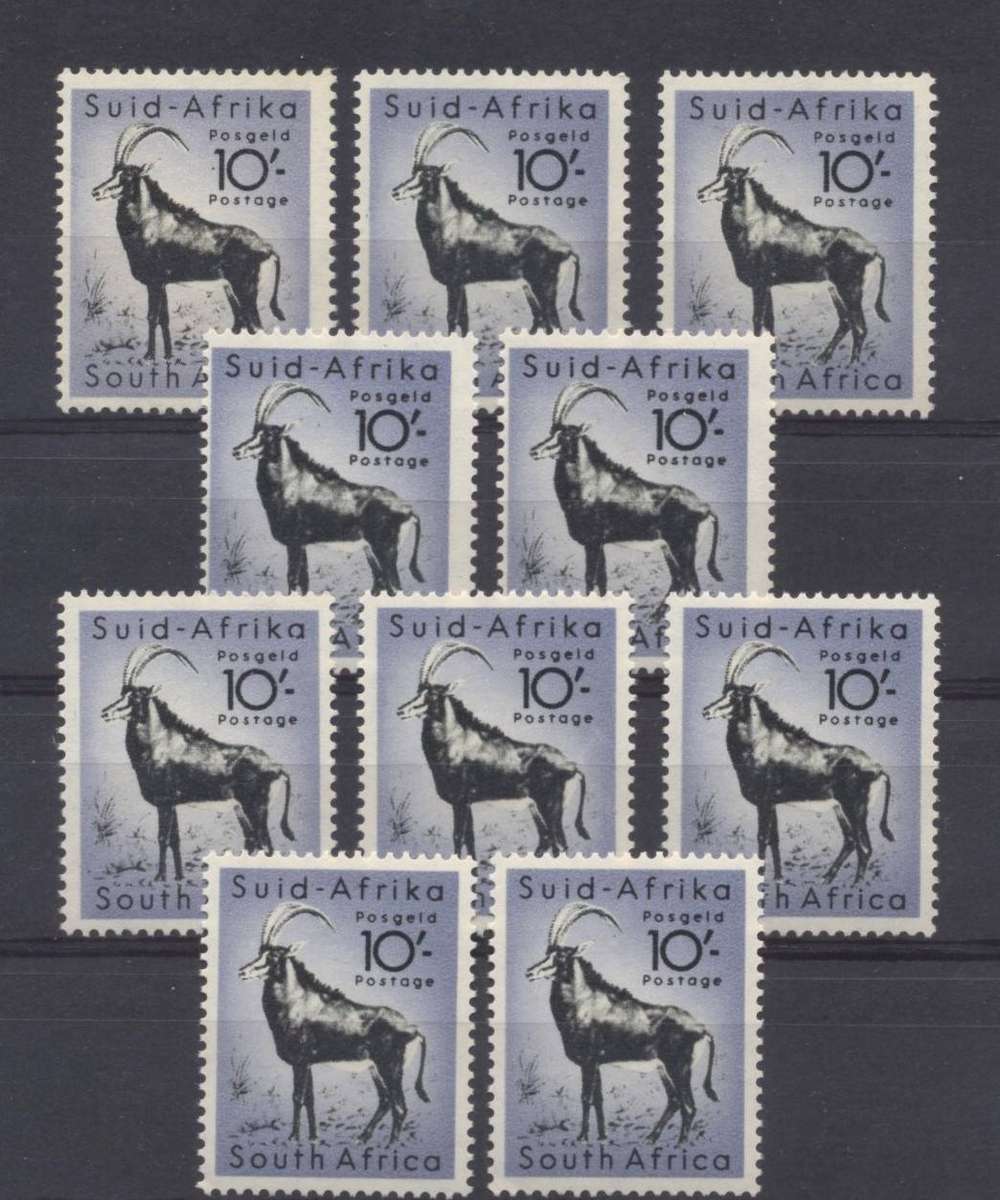 1954 Definitive Issue 10s Sable Antelope Superb Unmounted singles x 10