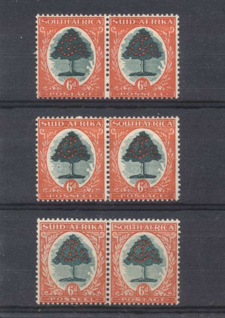 1933/48 CC 60a Type II 6d - Superb unmounted pairs x 3 - CV R 3000.00