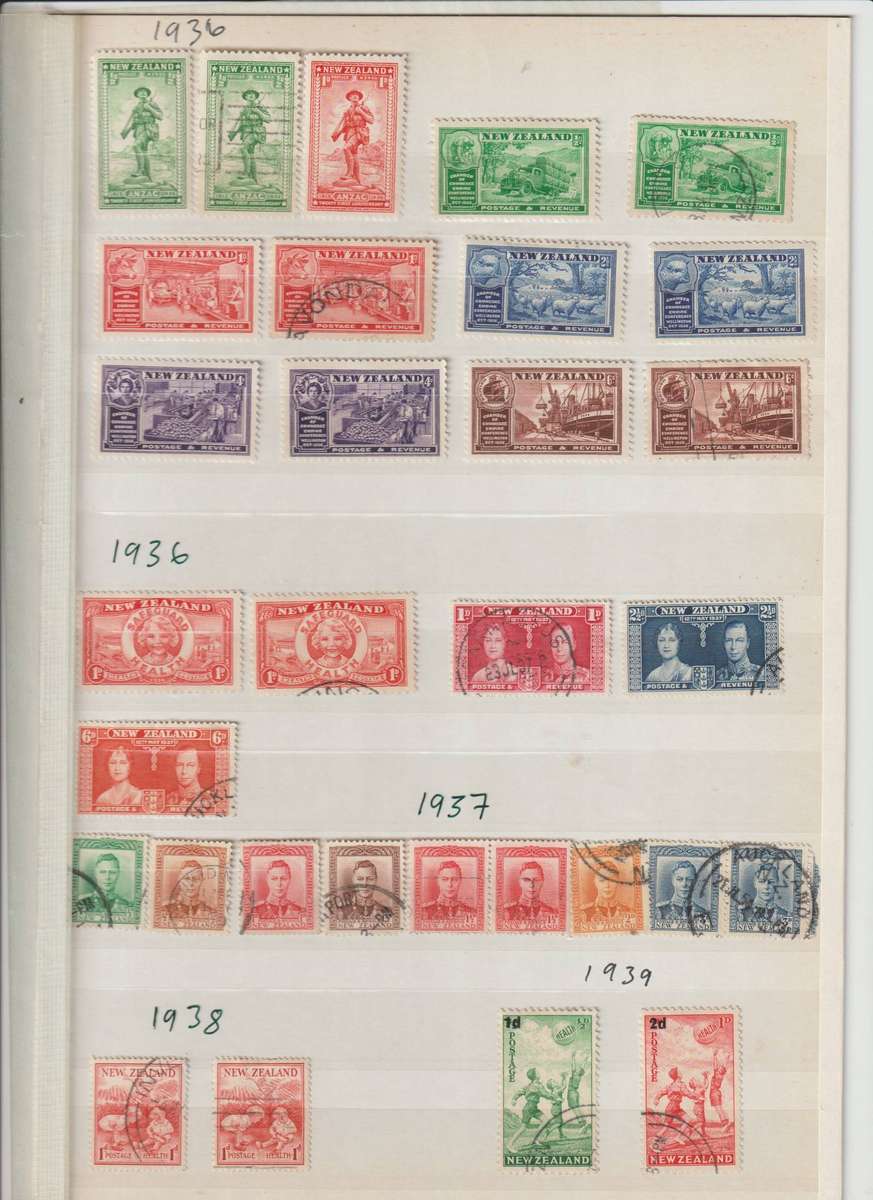 New Zealand 1936 - 1944 **m, *m, used. Good CV Selection. See Scans.