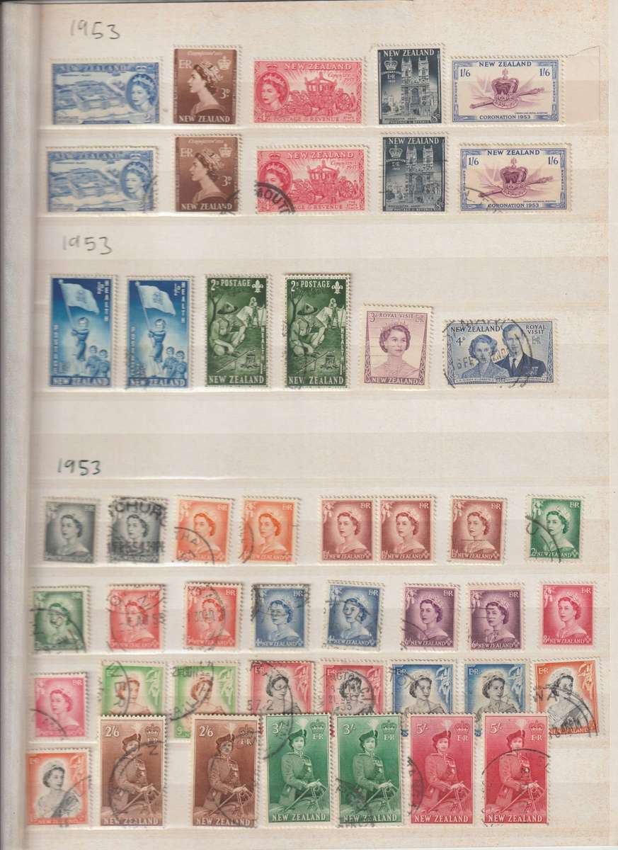 New Zealand 1953 - 1960 **m, *m, used selection. Good CV. See Scans.