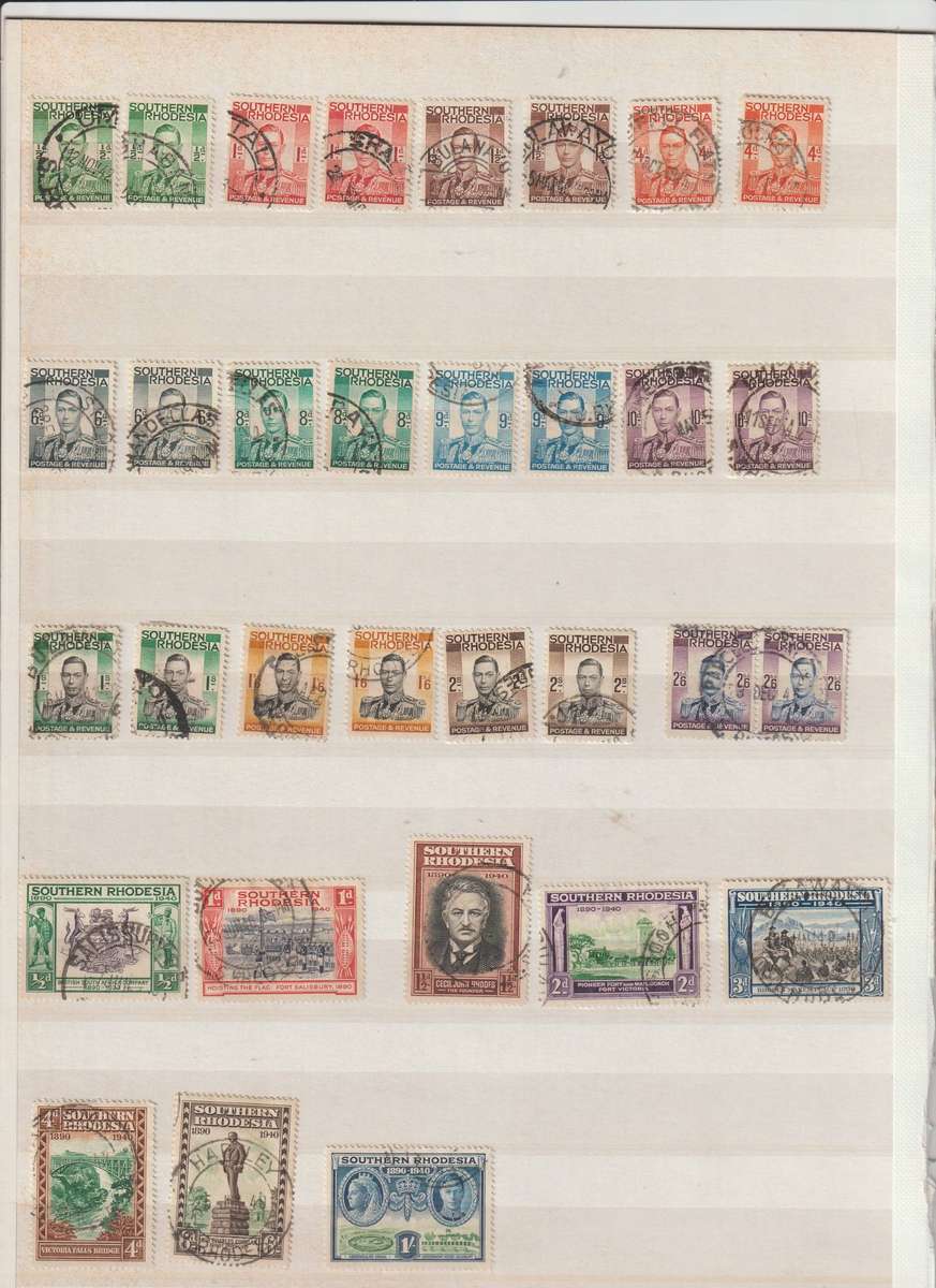 Southern Rhodesia 1924 - 1940 used High CV selection, note Admiral perf variations. See Scans.