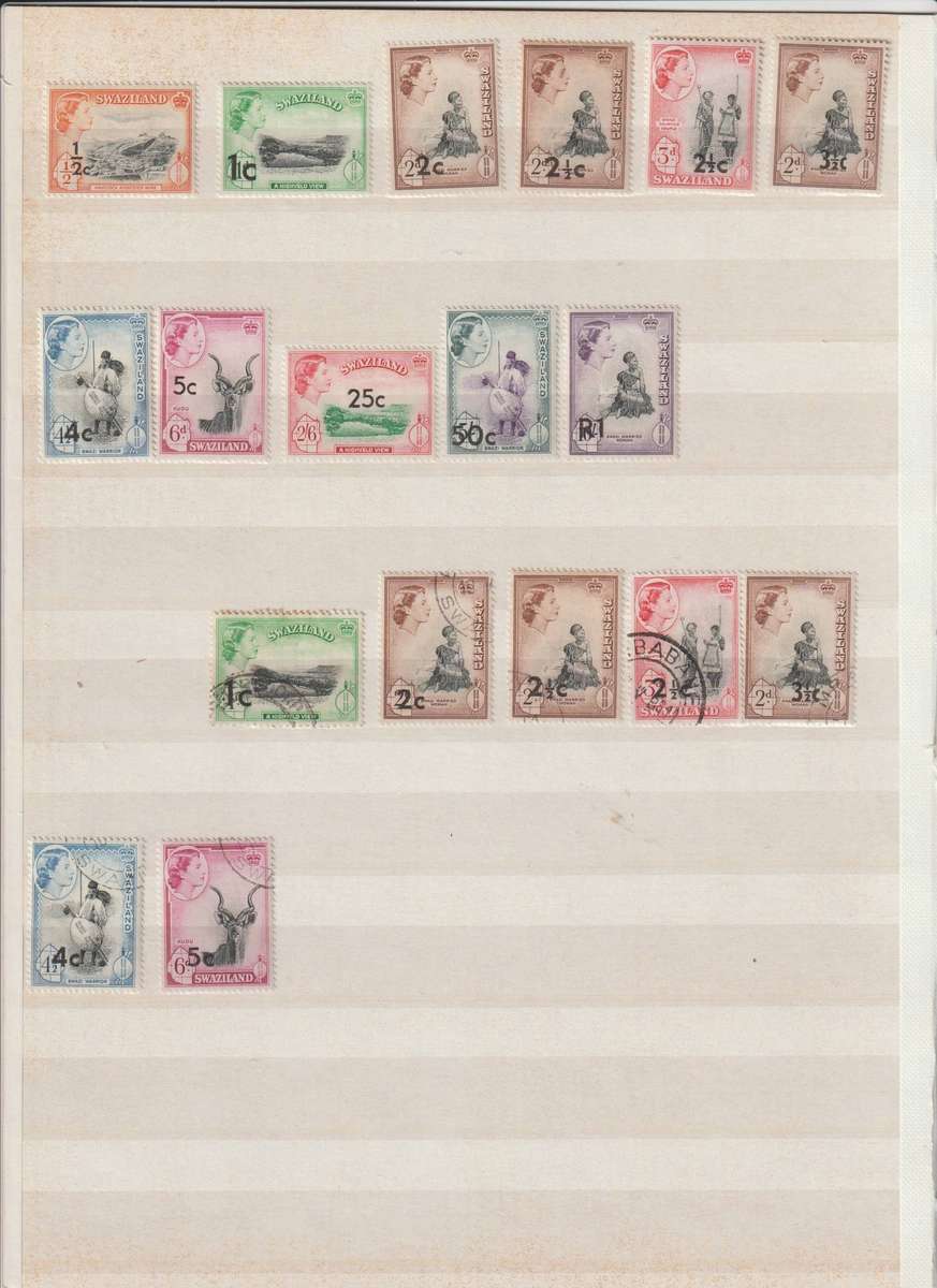 Swaziland QEII 1956 - 1968 selection *m, used. Good CV Value. See 4 Scans.