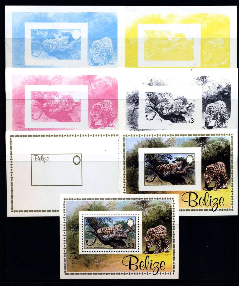 Lovely Belize 1983 WWF Jaguars Minisheet + Imperf + Imperf color trials - Superb - Nice !