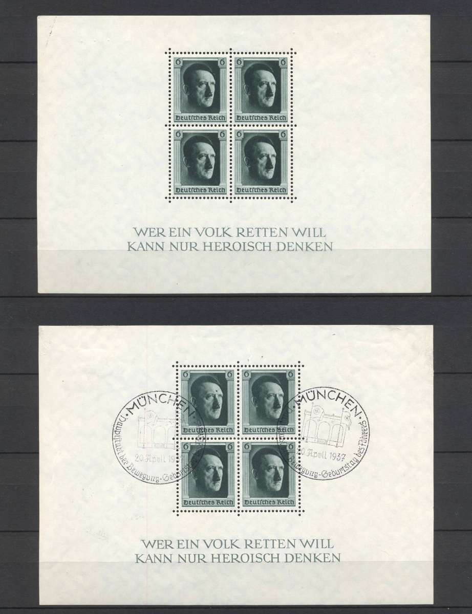 German Reich 1937 Hitler sheetlets -  One Mint & 1 Used - Nice