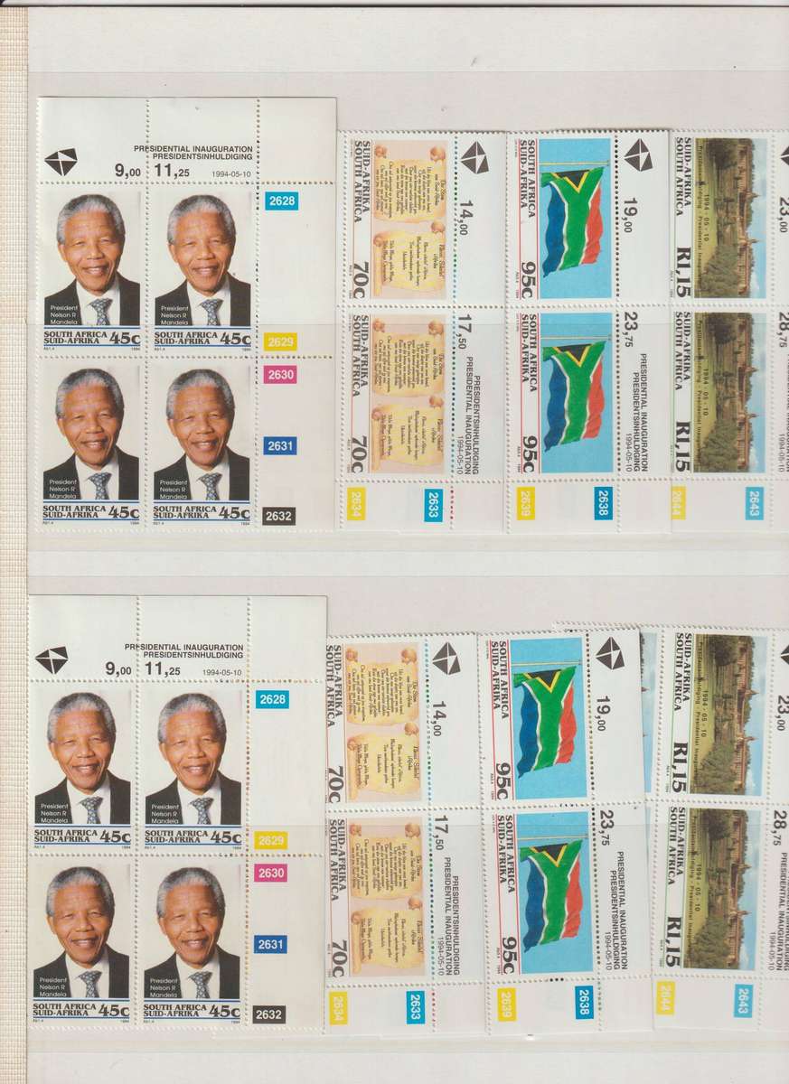 RSA 1994 Presidential Inauguration Control Blocks, Sheets. Good Value. See Scans.