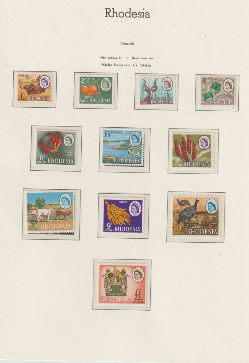 1966 Southern Rhodesia definitive issue C/Set UMM & FDC +/- R 900.00. See Scans.