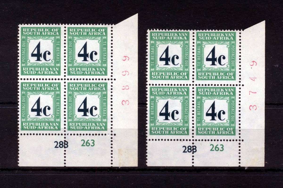 1962/9 RSA Postage Due CC.52a Controls: 1 x Afr Top & 1 x Eng Top . CV R2,000 MLH