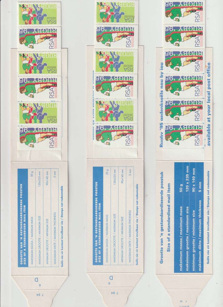 RSA 1995 6 x World Cup Rugby Booklets. See Scans.