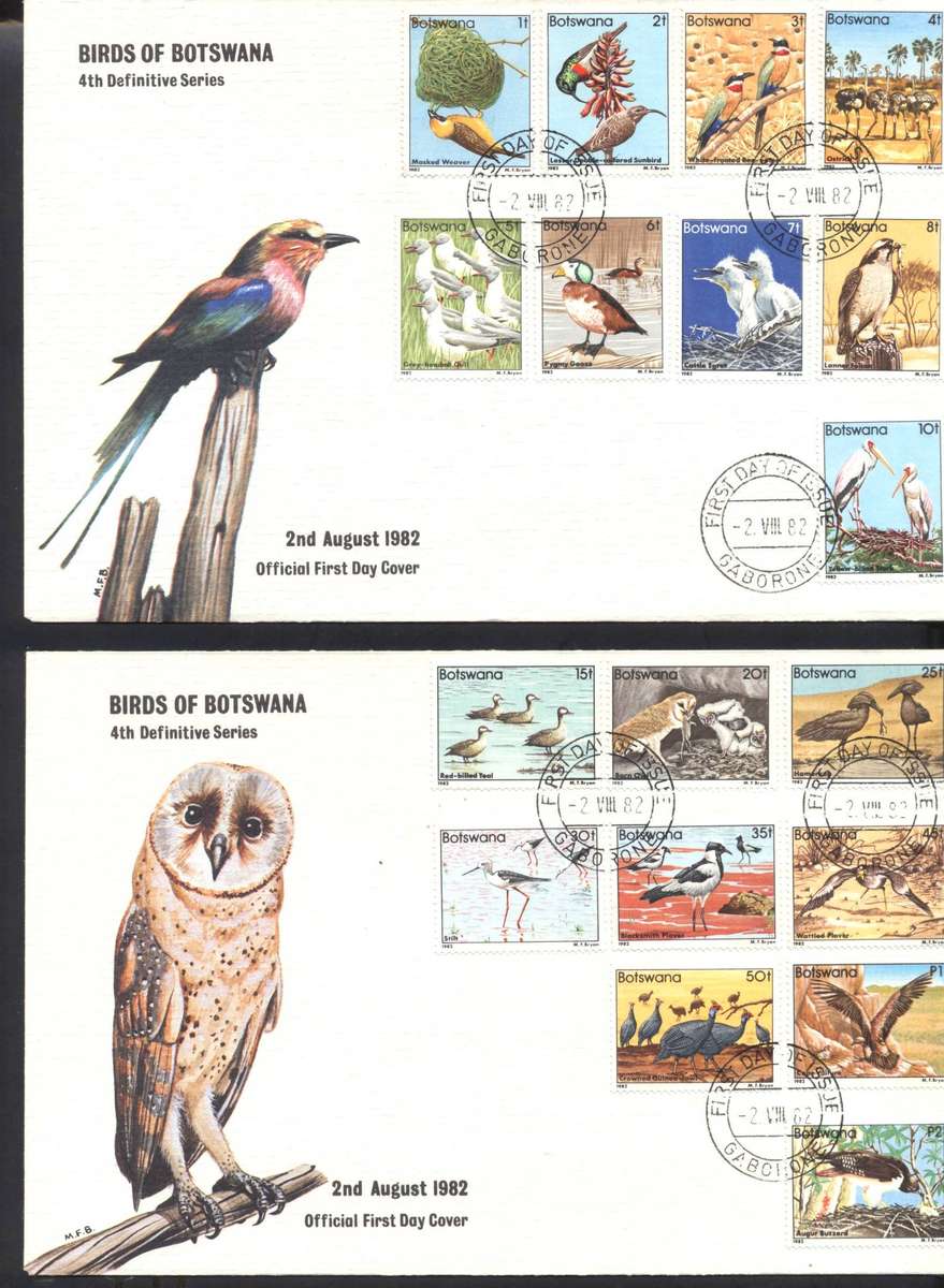 Botswana Birds 1982 set of 2 fresh covers