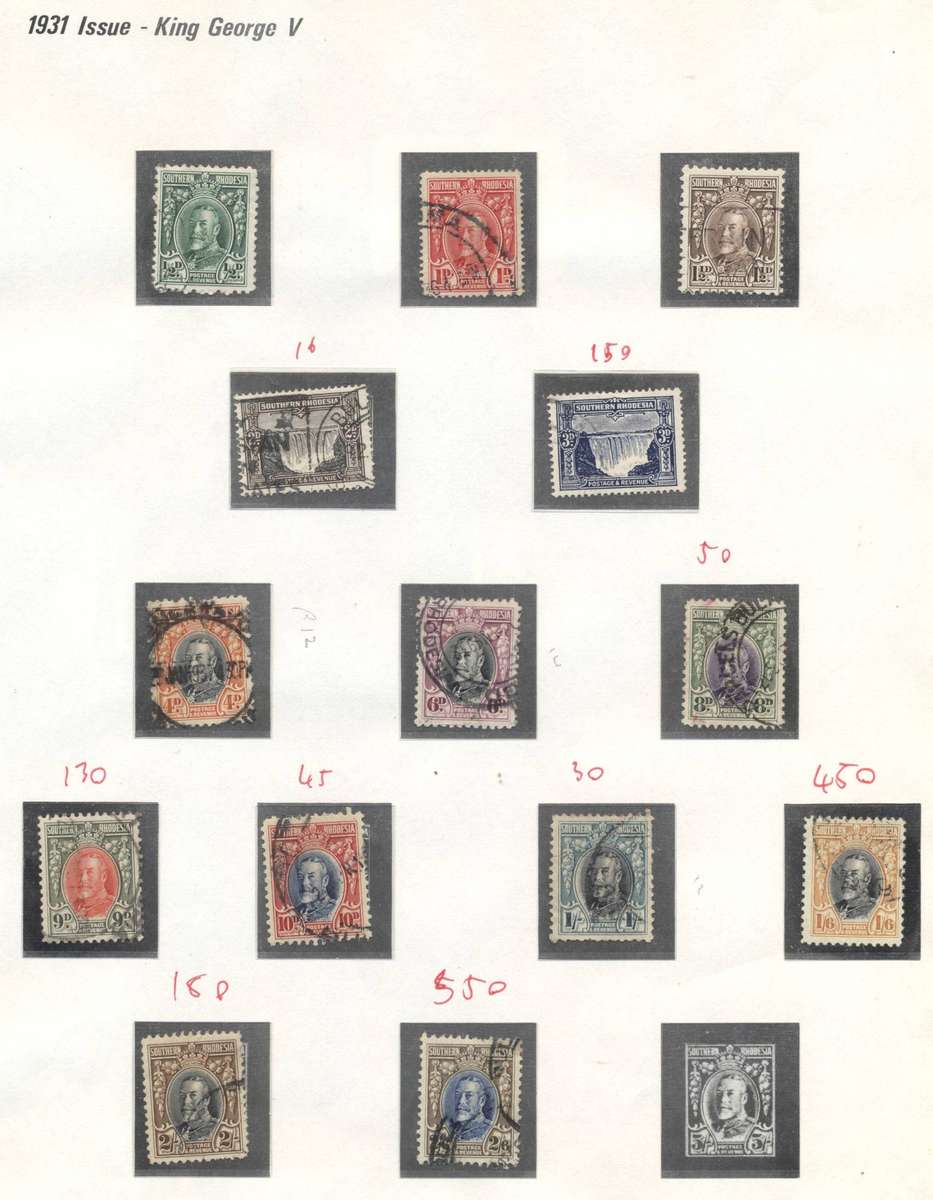 Southern Rhodesia KGV selection ( used ) CV Atleast R 4000+ - see 3 scans
