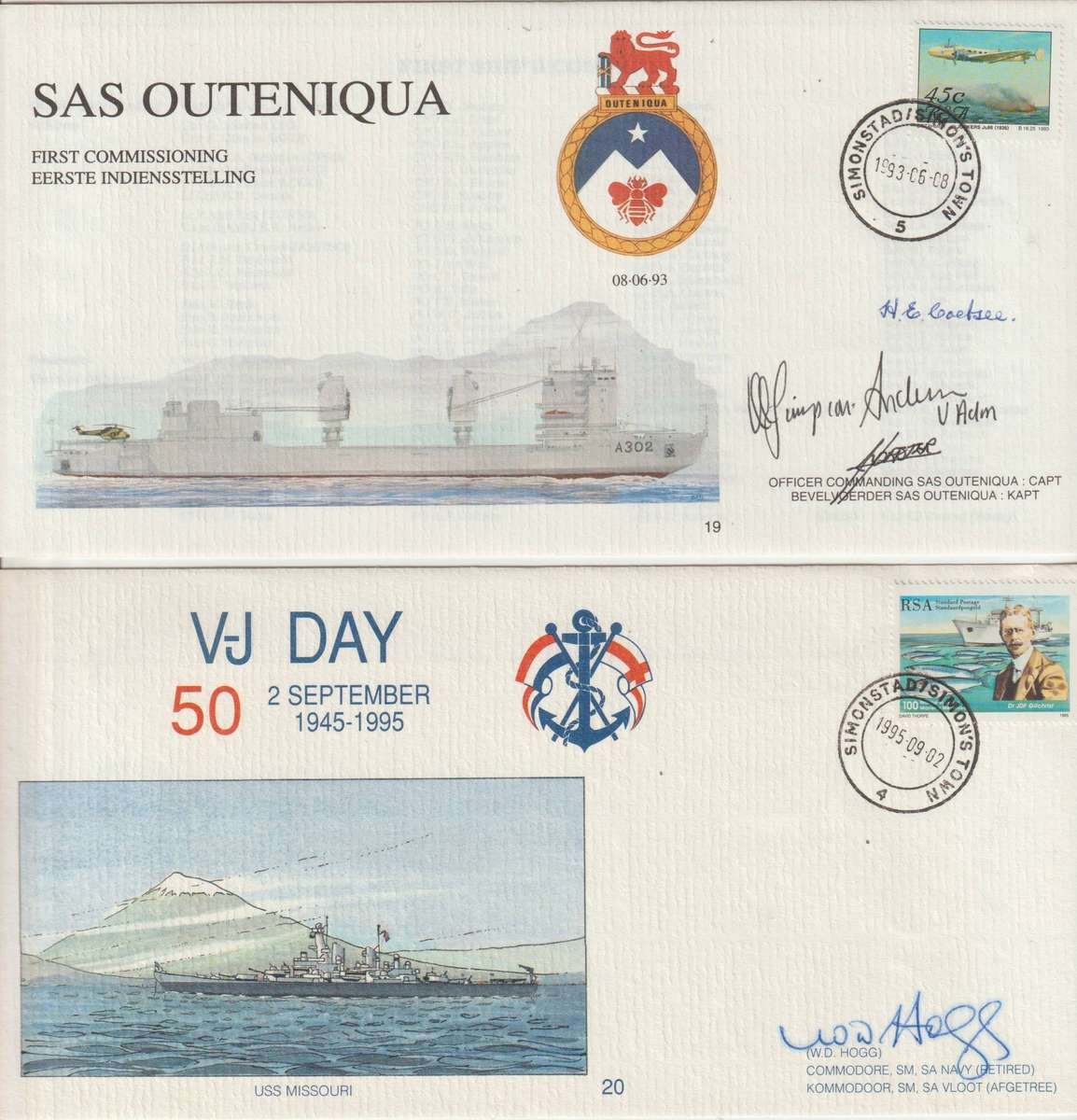 RSA Military, Naval FDC'S signed by dignitaries, IE: Magnus Malan. See Scans.
