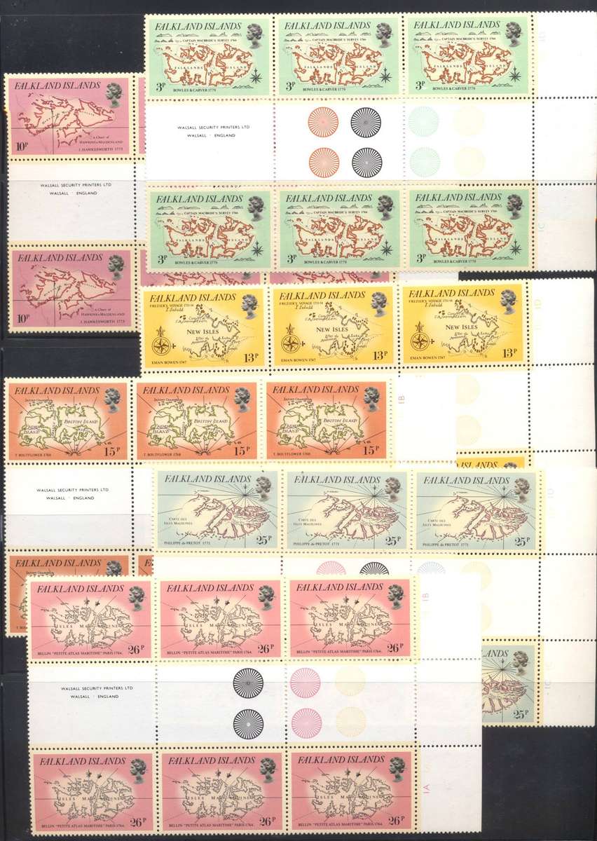 Falklands Islands Large gutter blocks 5 full sets - superb ! see 4 scans
