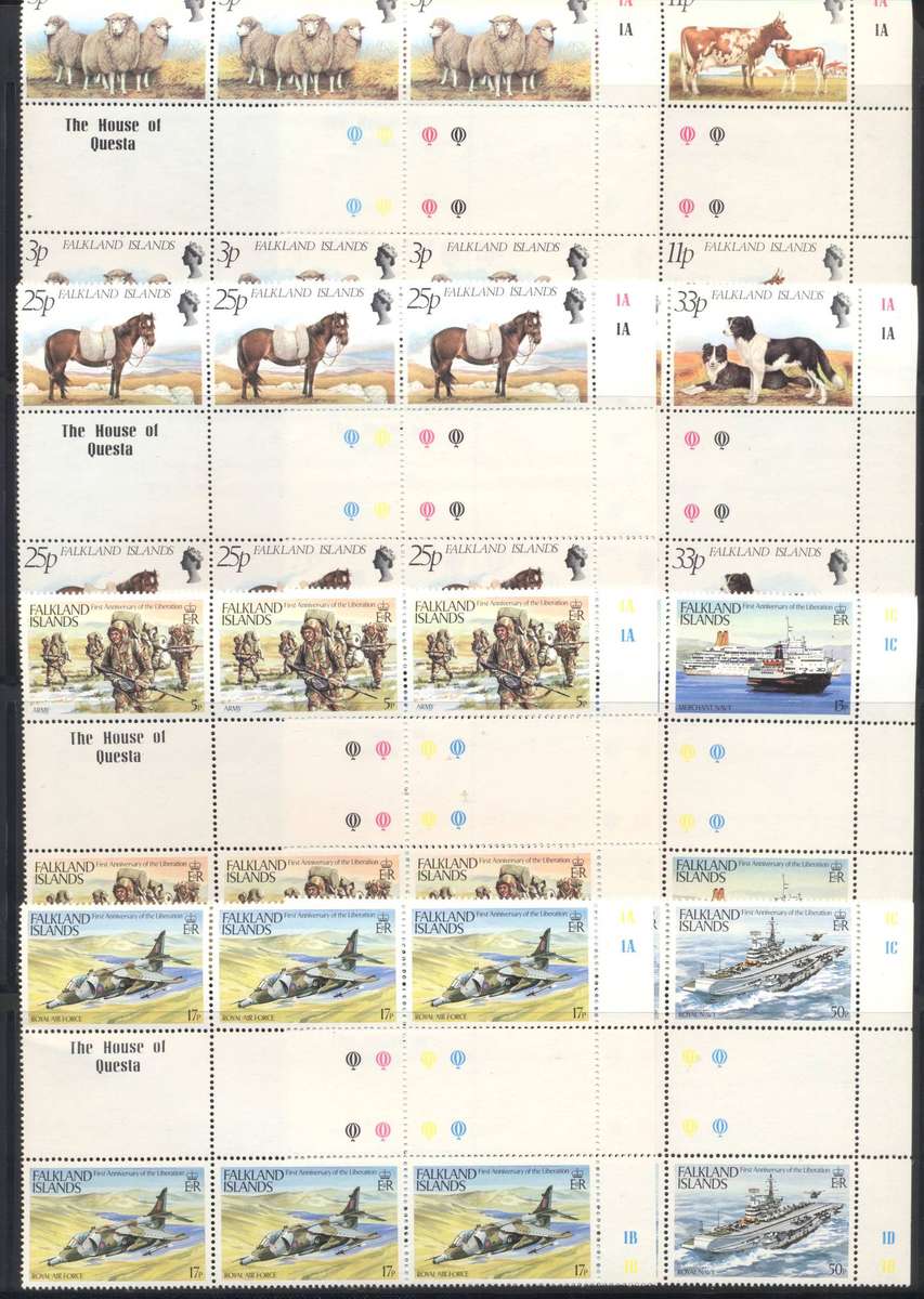 Falklands Islands Large gutter blocks 5 full sets - superb ! see 4 scans