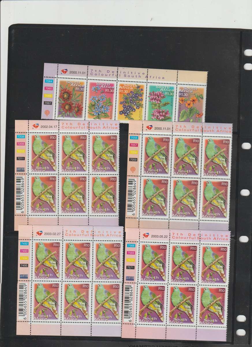 2000 - 2010 South Africa 7th definitive issue control blocks selection **M CV R + R 7000.00. See Sc