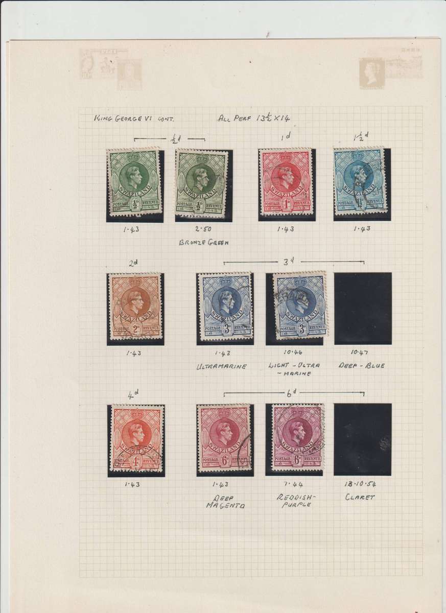 1938 KGVI * M, Used shades, Perf variations. Good Value. See Scans.