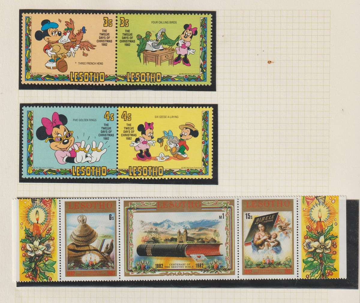 Lesotho 1982 - 1983 Christmas cartoon Stamps. See Scans.