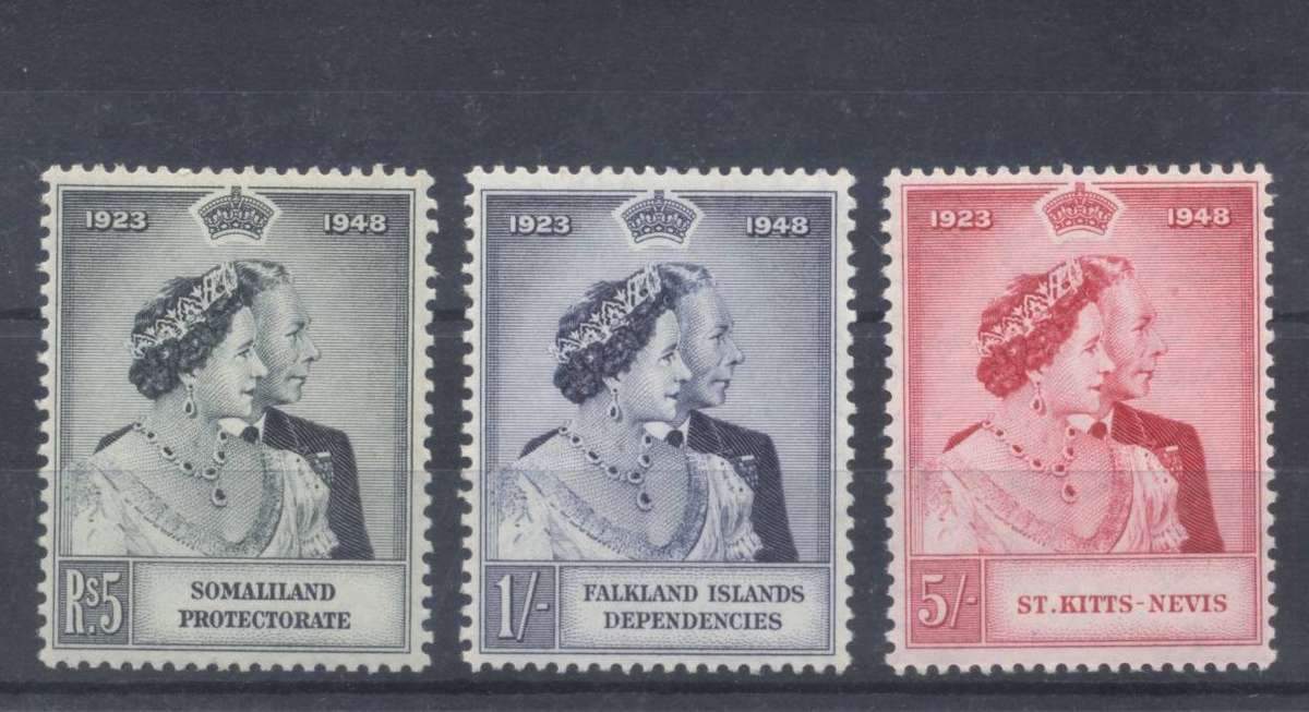 1948 RSW Somaliland, Falkland Isls. , St Kitts top values - Superb Unmounted