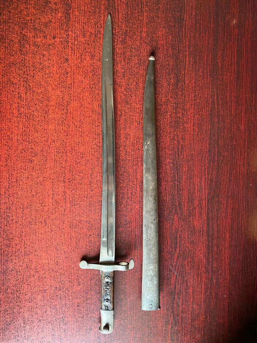 1886 PORTUGESE KROPATCHEK RIFLE BAYONET-ALSO FOR STEY GUEDDES,BOER WAR RIFLE-620MM-OVERALL LENGTH 60