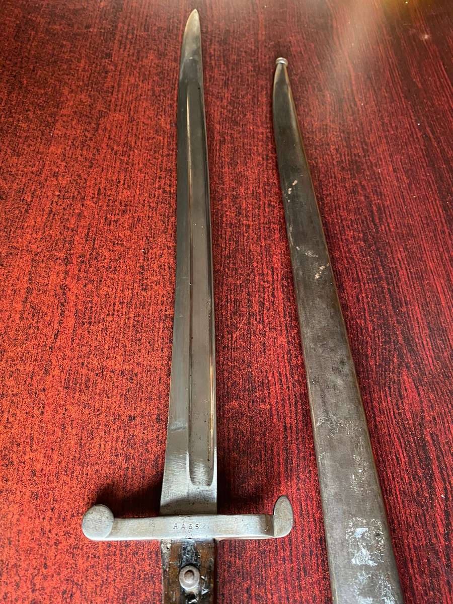 1886 PORTUGESE KROPATCHEK RIFLE BAYONET-ALSO FOR STEY GUEDDES,BOER WAR RIFLE-620MM-OVERALL LENGTH 60