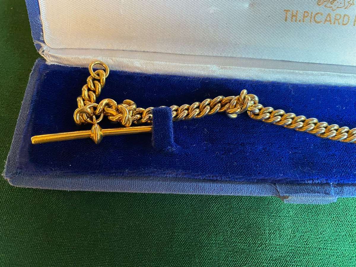 VINTAGE ALBERT-ROLLED GOLD FOB CHAIN-OVERALL LENGTH 25,5 CM-TOTAL WEIGHT 31,1 G-THERE IS NO MARKINGS