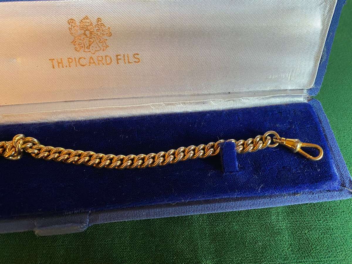 VINTAGE ALBERT-ROLLED GOLD FOB CHAIN-OVERALL LENGTH 25,5 CM-TOTAL WEIGHT 31,1 G-THERE IS NO MARKINGS